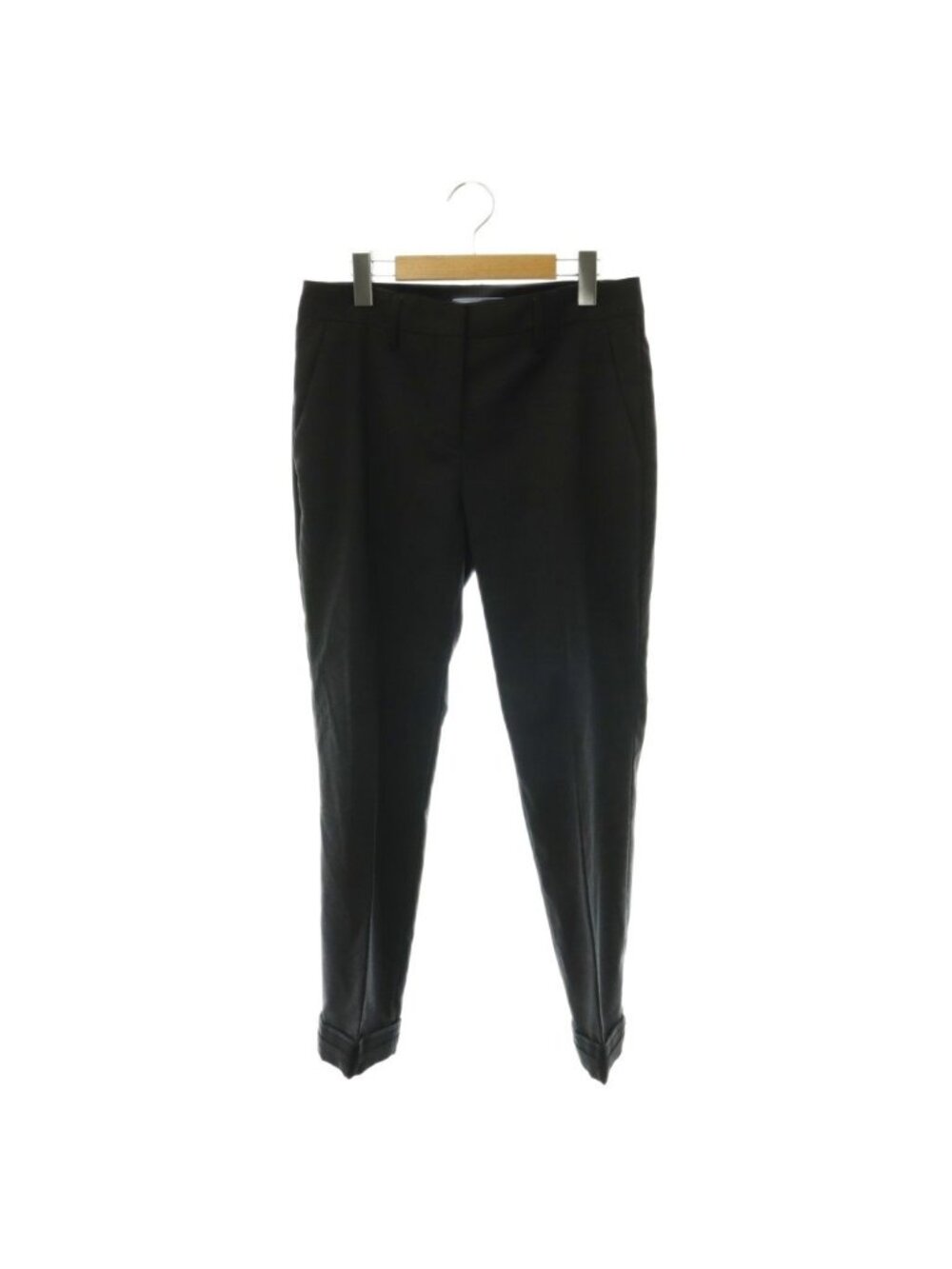 Prada Back Logo Wool Tapered Trousers Pants Gray 40